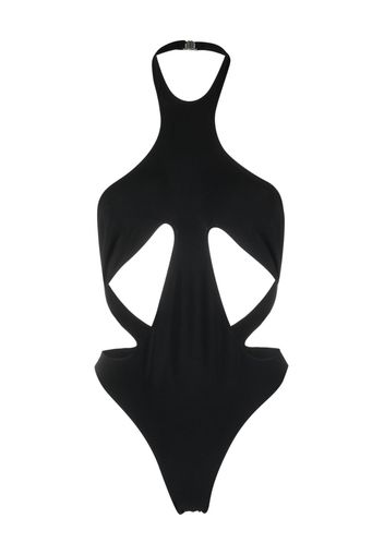 Mugler halterneck cut-out swimsuit - Nero