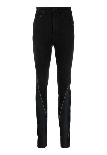 Mugler Spiral panelled skinny jeans - Nero