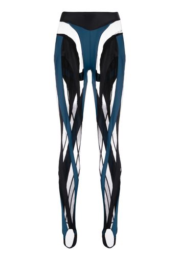 Mugler Spiral panelled leggings - Blu