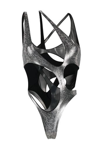 Mugler studded cut-out swimsuit - Nero