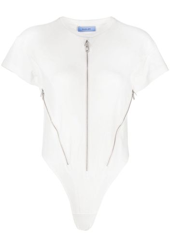 Mugler zipped cut-out organic-cotton bodysuit - Bianco