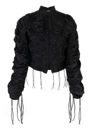 Mugler gathered drawstring-embellished bomber jacket - Nero