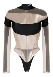 Mugler panelled semi-sheer bodysuit - Nero