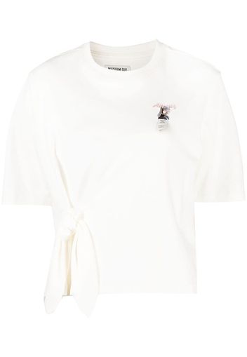 Musium Div. tie-gathered-detail cotton T-shirt - Bianco