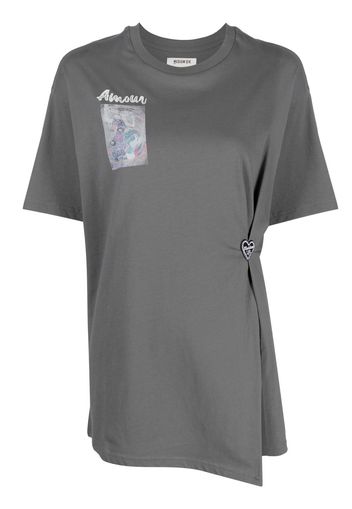 Musium Div. graphic-print gathered T-shirt - Grigio