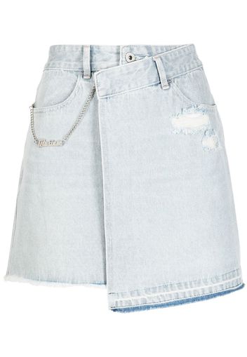 Musium Div. asymmetric distressed mini denim skirt - Blu