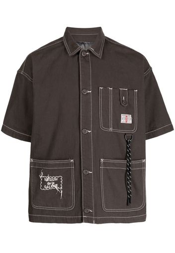 Musium Div. Camicia a maniche corte con ricamo - Grigio