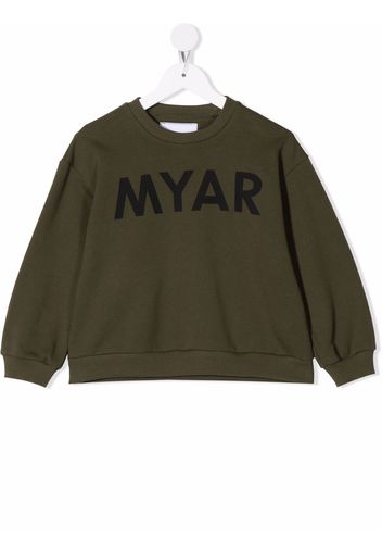 MYAR KIDS logo-print crew neck sweatshirt - Verde