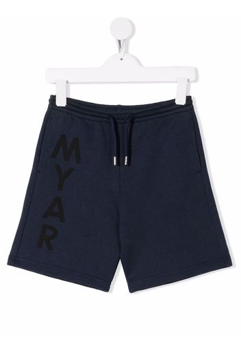 MYAR KIDS logo-print drawstring track shorts - Blu