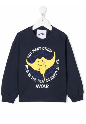 MYAR KIDS graphic-print crew neck sweatshirt - Blu