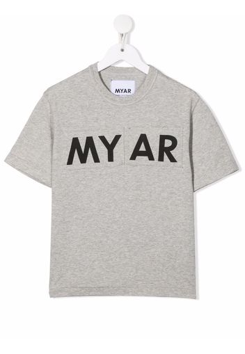 MYAR KIDS logo-print short-sleeved T-shirt - Grigio