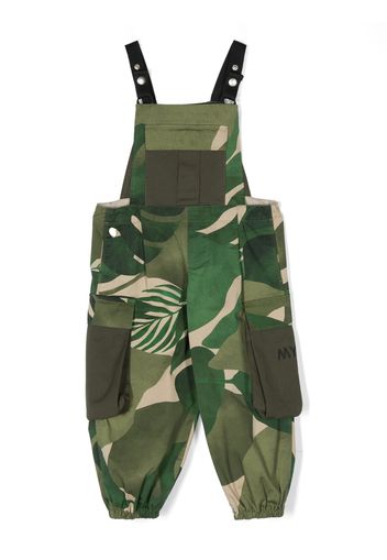 Myar leaf-print elasticated-ankles dungarees - Verde