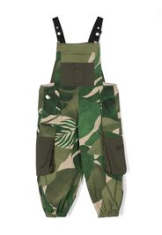 Myar leaf-print elasticated-ankles dungarees - Verde