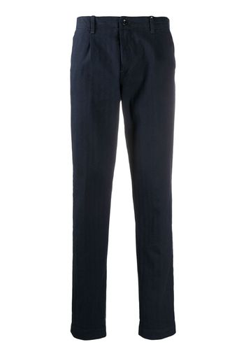 blue straight-leg trousers