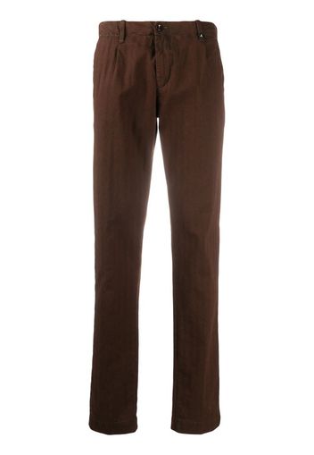 brown straight-leg trousers