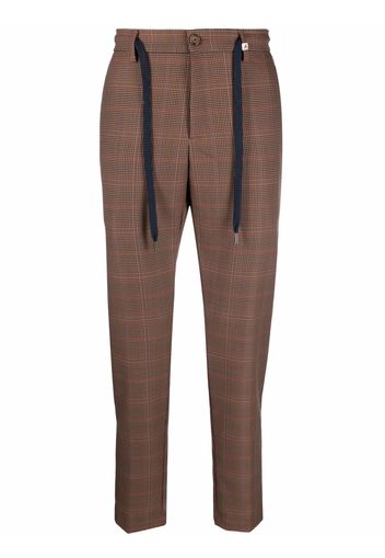 Myths check-print drawstring trousers - Marrone