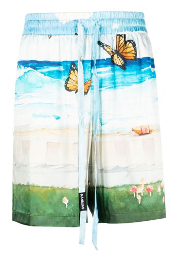 Nahmias Butterfly Beach Silk Shorts - Blu