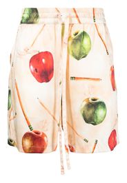 Nahmias fruit-print silk shorts - Arancione