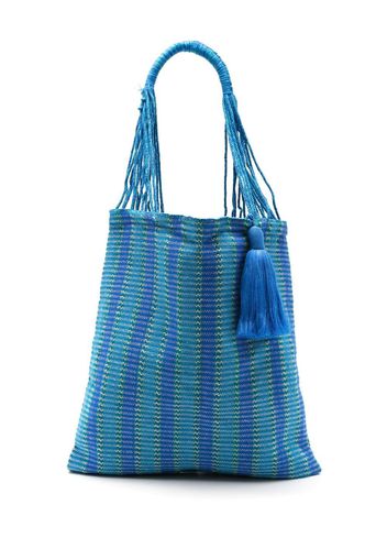 Nannacay Borsa a spalla Bianca a righe - Blu