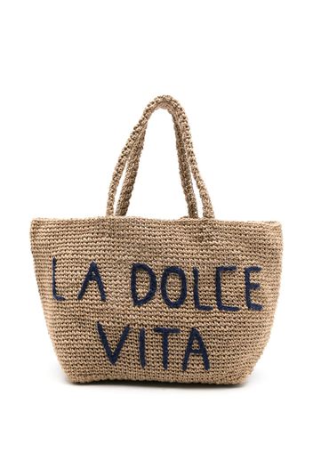 Nannacay Borsa tote Dolce con ricamo - Toni neutri