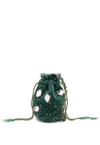 Nannacay Borsa a secchiello Mini mini con paillettes - Verde