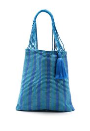 Nannacay Borsa a spalla Bianca a righe - Blu