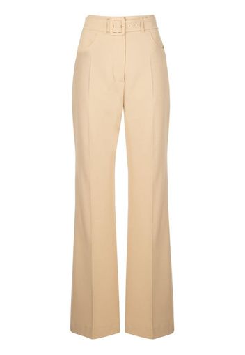 belted flared leg trousers