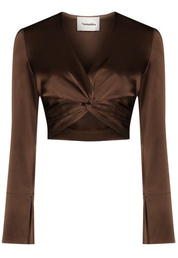 Ula V-neck twist detail cropped blouse