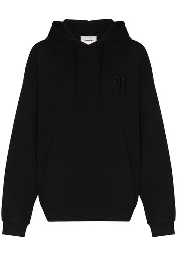 Nanushka logo-embroidered cotton hoodie - Nero