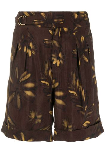 Nanushka Shorts a fiori con stampa - Marrone