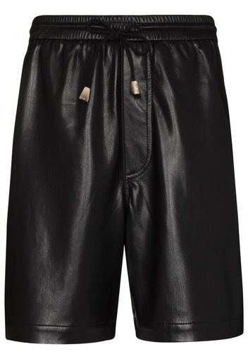 Nanushka drawstring vegan leather Bermuda shorts - Nero