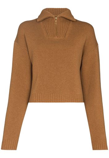 Nanushka front-zip cropped knitted jumper - Marrone