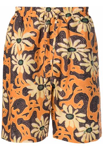 Nanushka floral-print elasticated-waist Bermuda shorts - Arancione