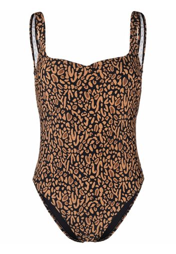 Nanushka leopard-print sweetheart-neckline one-piece - Marrone