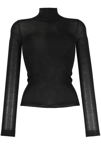 Nanushka semi-sheer merino knit top - Nero