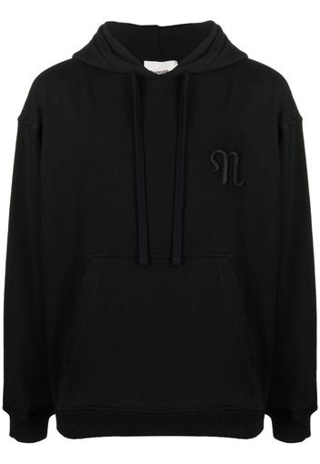 Nanushka logo-embroidered cotton hoodie - Nero