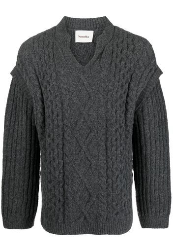 Nanushka layered-detail cable-knit jumper - Grigio