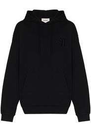 Nanushka logo-embroidered cotton hoodie - Nero