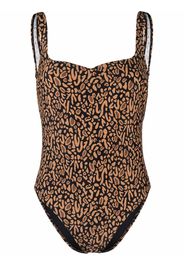 Nanushka leopard-print sweetheart-neckline one-piece - Marrone