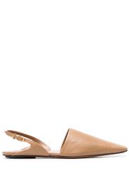 Nanushka square-toe leather slippers - Marrone