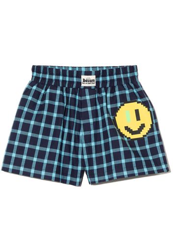 Natasha Zinko Kids Boxer Pixel Smiley con stampa - Blu