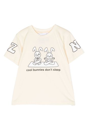 Natasha Zinko Kids T-shirt Cool Bunnies Don't Sleep - Bianco