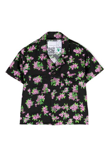 Natasha Zinko Kids pixel Hawaii floral shirt - Nero