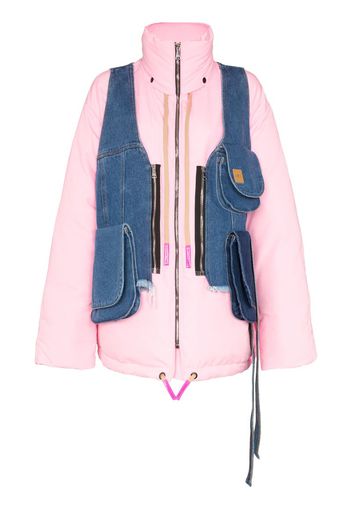 panelled puffer coat