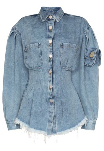 Corseted frayed hem denim shirt