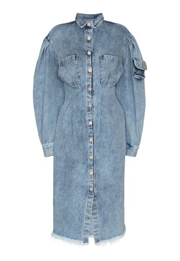 Corseted waist denim midi dress