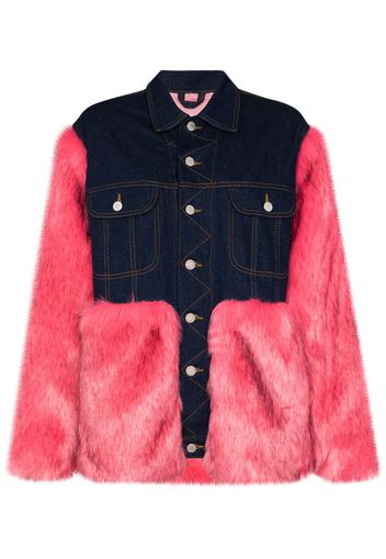 oversized faux fur denim jacket