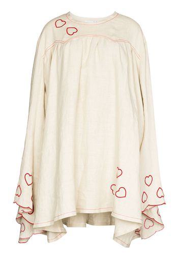 Natasha Zinko embroidered heart flared mini dress - Toni neutri