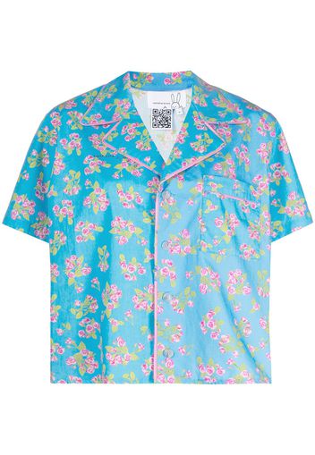 Natasha Zinko floral-print short-sleeved shirt - Blu