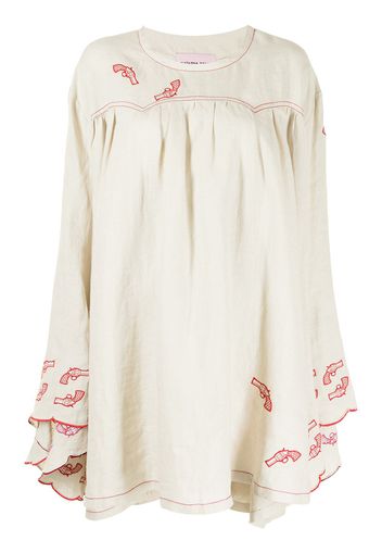 Natasha Zinko western linen wide dress - Toni neutri